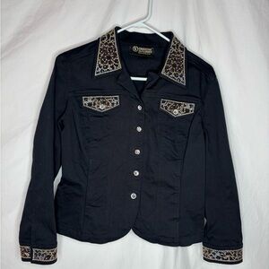 Christine Alexander women’s jacket sizeS crystal buttons mini nailhead details
